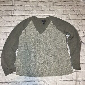 Chaps Classics V-Neck‎ Sweater Cable Knit Gray XL
